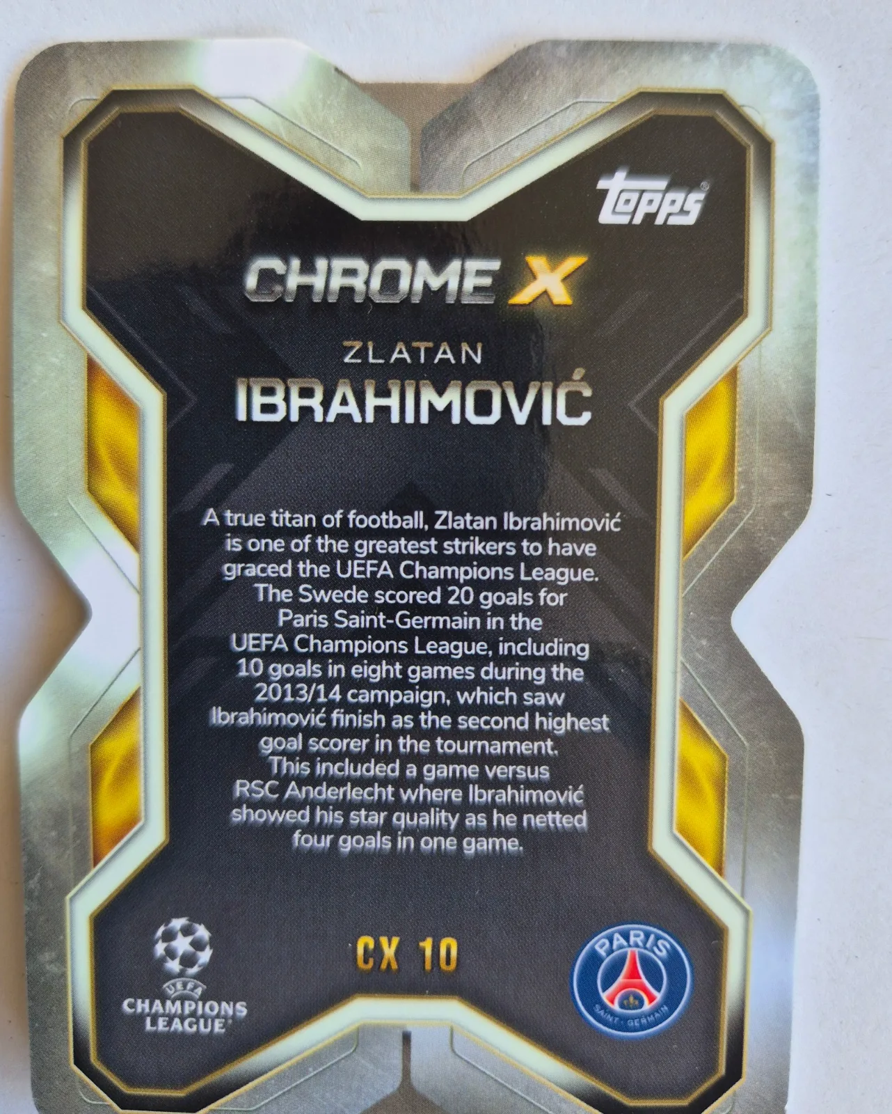 topps Chrome X UEFA Champions League 2022 Nr. CX 10 Zlatan Ibrahimovic, Zustand Sehr gut, Rückseite
