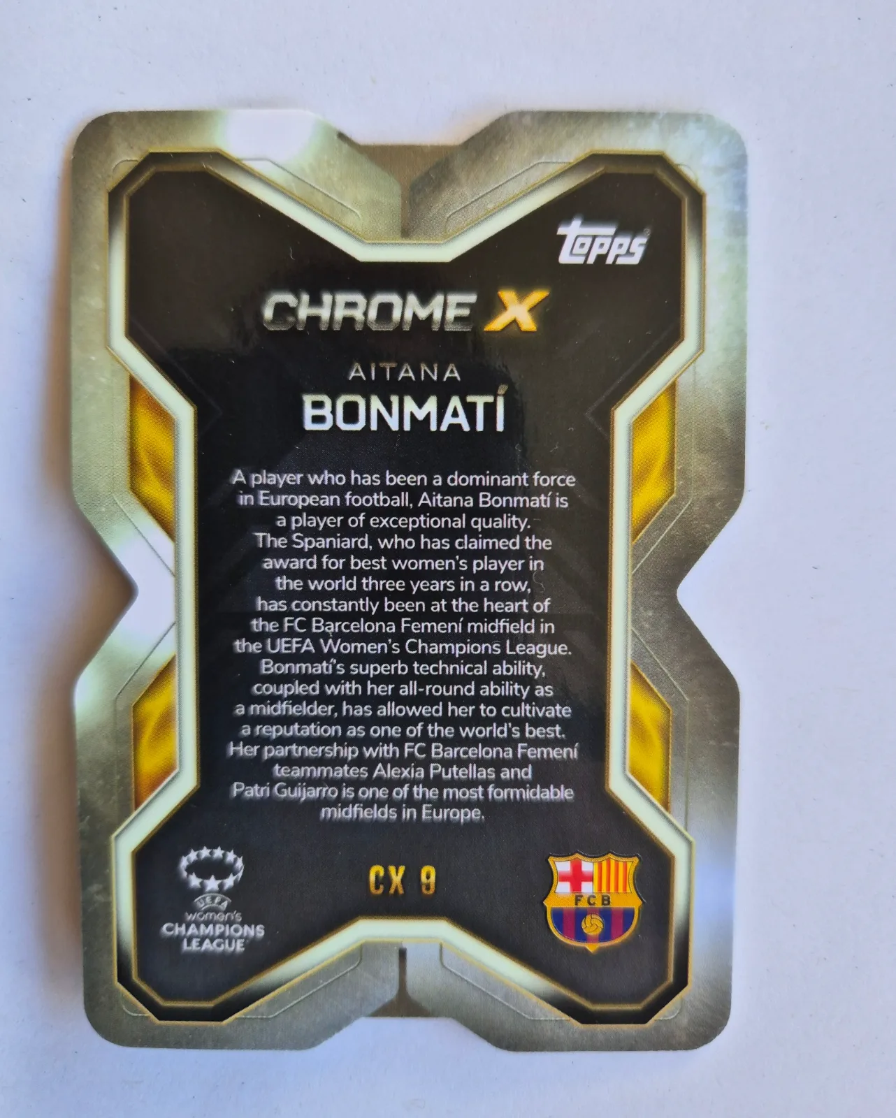 topps UEFA Women's Champions League Chrome X 2024 Nr. CX 9 Aitana Bonmatí, Zustand Sehr gut, Rückseite